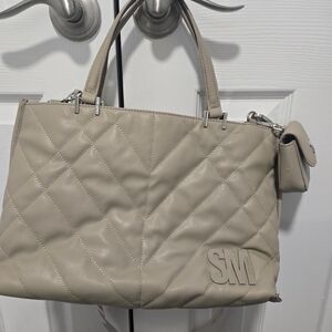 Stylish Beige Quilted Handbag Steve Madden